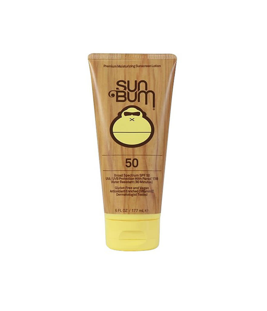 <p>SPF 50 Original Sunscreen Lotion, $15,<a rel="nofollow noopener" href="http://www.target.com/p/sun-bum-spf-50-original-sunscreen-lotion-6-oz/-/A-16622191?ref=tgt_adv_XS000000&AFID=google_pla_df&CPNG=PLA_Health+Beauty+Shopping&adgroup=SC_Health+Beauty&LID=700000001170770pgs&network=g&device=c&location=9060351&gclid=CPj-vtf7htQCFZ2FswodyIMPQQ&gclsrc=aw.ds" target="_blank" data-ylk="slk:target.com;elm:context_link;itc:0;sec:content-canvas" class="link "> target.com</a> </p>