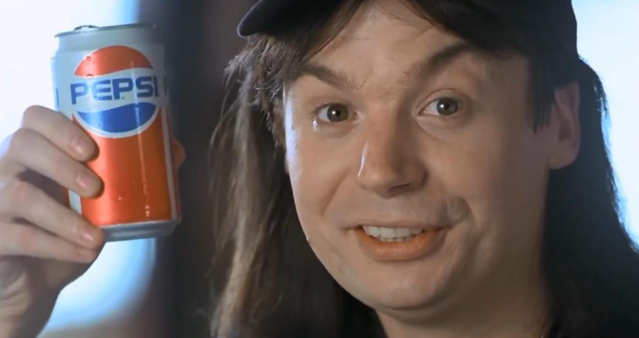 'Wayne's World' lampooned movie product placement in a knowingly ridiculous scene. (Credit: Paramount)