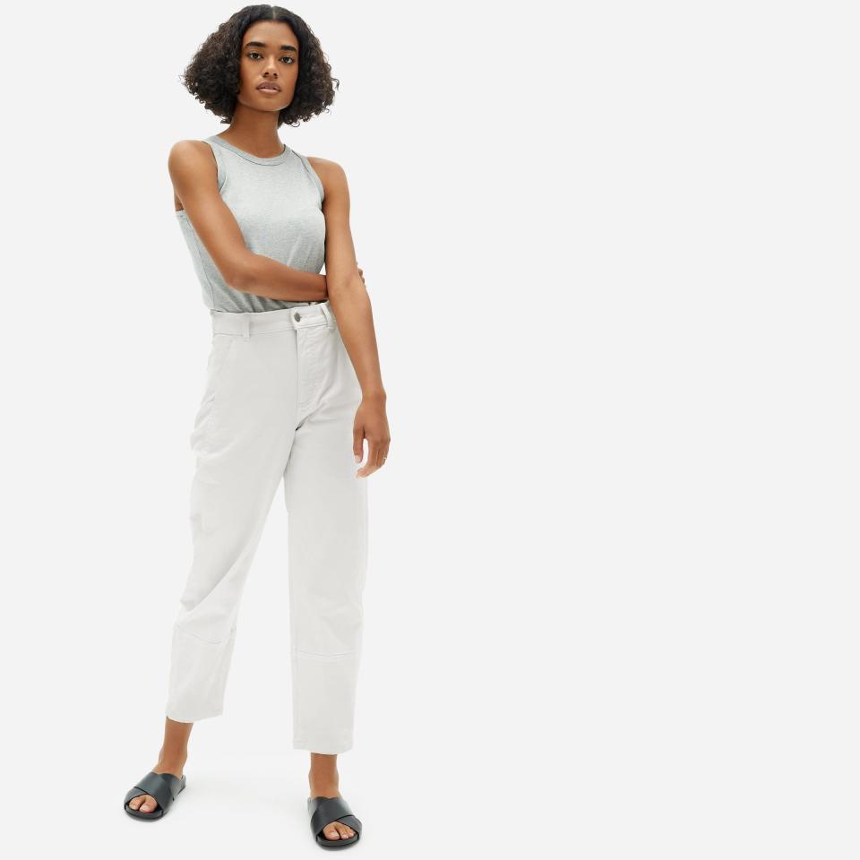 <p><strong>everlane</strong></p><p>everlane.com</p><p><strong>$98.00</strong></p><p><a href="https://go.redirectingat.com?id=74968X1596630&url=https%3A%2F%2Fwww.everlane.com%2Fproducts%2Fwomens-utility-arc-pant-tall-organic-bone&sref=https%3A%2F%2Fwww.cosmopolitan.com%2Fstyle-beauty%2Ffashion%2Fg42259767%2Fwinter-white-pants%2F" rel="nofollow noopener" target="_blank" data-ylk="slk:Shop Now;elm:context_link;itc:0;sec:content-canvas" class="link ">Shop Now</a></p><p>With almost 900 positive reviews, it's safe to say that these popular cotton twill pants are a winning pick. These stretchy cropped cuties sport cool stitching and pockets, with a high rise and curved leg silhouette. Love!</p>