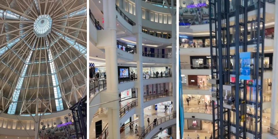 Screenshots of the ceiling and multiple floors of a KLCC shopping mall.