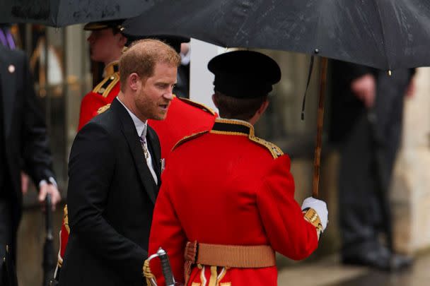 PHOTO: Britain's Prince Harry leaves Westminster Abbey following Britain's King Charles' coronation ceremony, in London, May 6, 2023. (Henry Nicholls/Reuters)