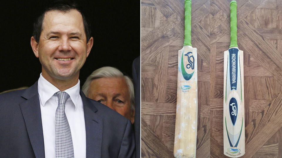 Pictured here, Ricky Ponting and his bat from the 2003 Cricket World Cup final.