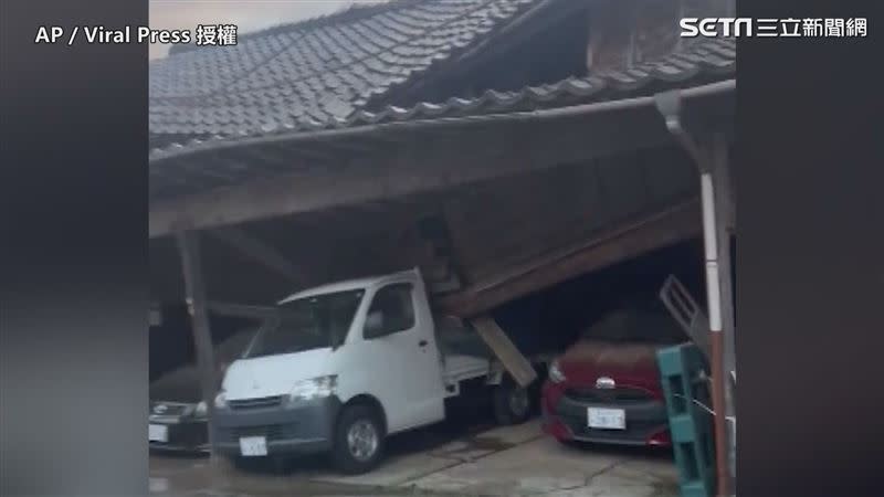 日本石川縣能登半島1日發生規模7.6強烈有感地震。（圖／AP／Viral Press授權）