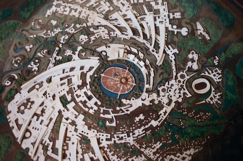 A scale model of the city plan, based on a spiral galaxy - Credit: getty