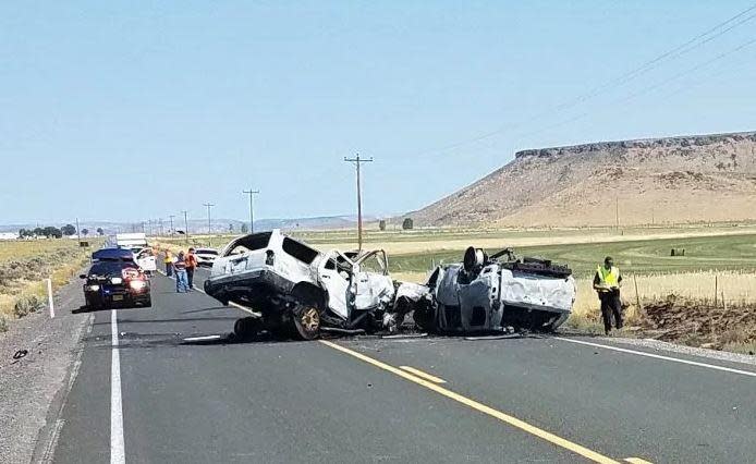 The Oregon family was on its way to a Vegas vacation when their SUV was hit head-on.