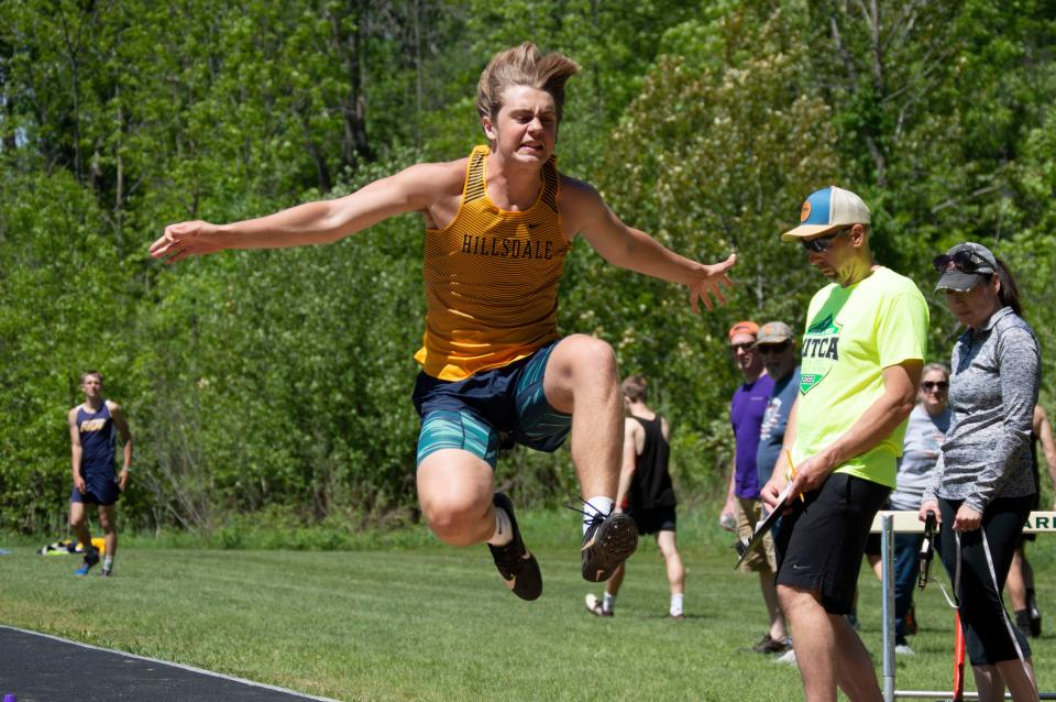Hillsdale Hornet Sam Willes competes in the High Jump