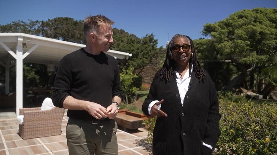 Comedian, actress and memoirist Whoopi Goldberg, with correspondent Seth Doane.  / Credit: CBS News