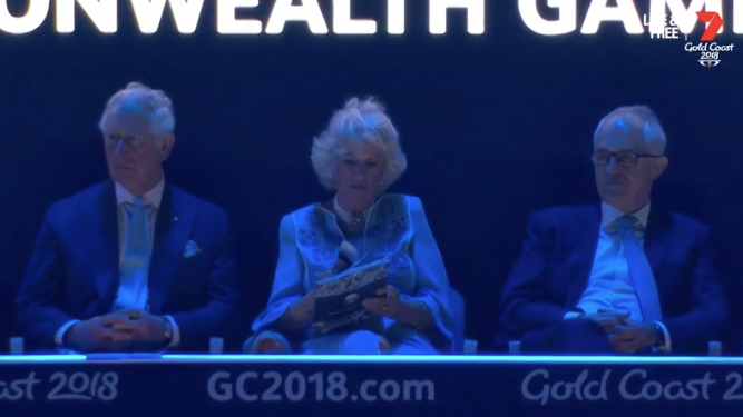 Camilla was spotted looking 'disinterested' at the ceremony. Photo: Channel 7