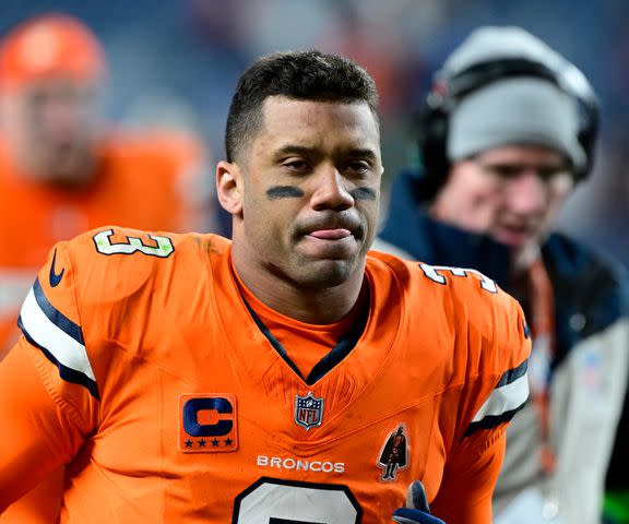 <p>Andy Cross/MediaNews Group/The Denver Post via Getty</p> Russell Wilson on Dec. 24, 2023
