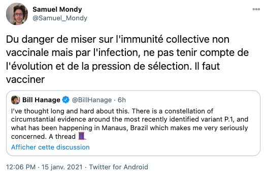 Samuel Mondy, bioanalyste, alerte sur le danger de miser sur l'immunité collective non vaccinale