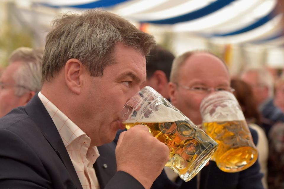 CSU-Vorsitzender Markus Söder 2018 bei einer Wahlkampfveranstaltung in Mödlareuth. (Bild: Matthias Rietschel/Getty Images)