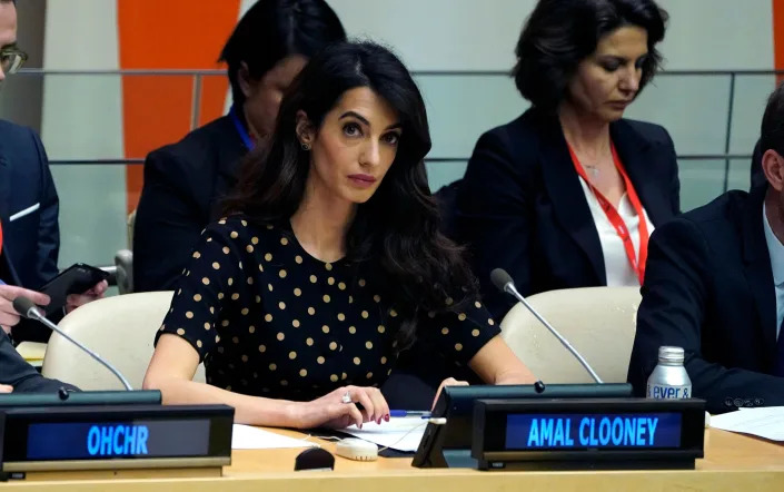 Amal Clooney at a U.N. Security Council meeting.