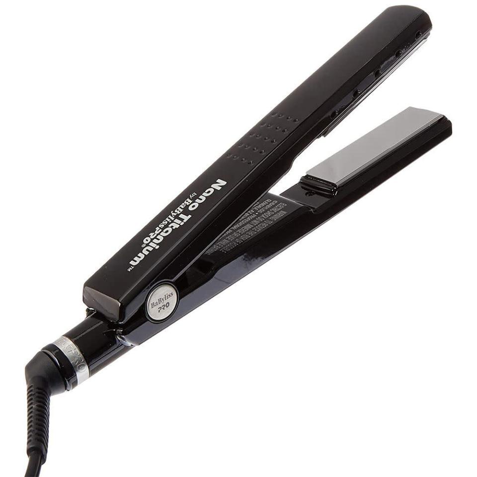 <p><strong>Babyliss PRO</strong></p><p>amazon.com</p><p><strong>$79.99</strong></p><p><a href="https://www.amazon.com/dp/B004FWCMEG?th=1&tag=syn-yahoo-20&ascsubtag=%5Bartid%7C10051.g.27608%5Bsrc%7Cyahoo-us" rel="nofollow noopener" target="_blank" data-ylk="slk:Shop Now" class="link rapid-noclick-resp">Shop Now</a></p><p>"I love using it on my celebrity clients to get the ultimate sleek & straight look for all hair types," says <a href="https://www.instagram.com/alexander_armand/?hl=en" rel="nofollow noopener" target="_blank" data-ylk="slk:Alexander Armand" class="link rapid-noclick-resp">Alexander Armand</a>, a go-to hair stylist for Naomi Campbell, Winnie Harlow, and Tiffany Haddish. "I also like the versatility that this flat iron has with it’s ability to curl hair! The titanium component adds great shine, offering even distribution of heat."</p>