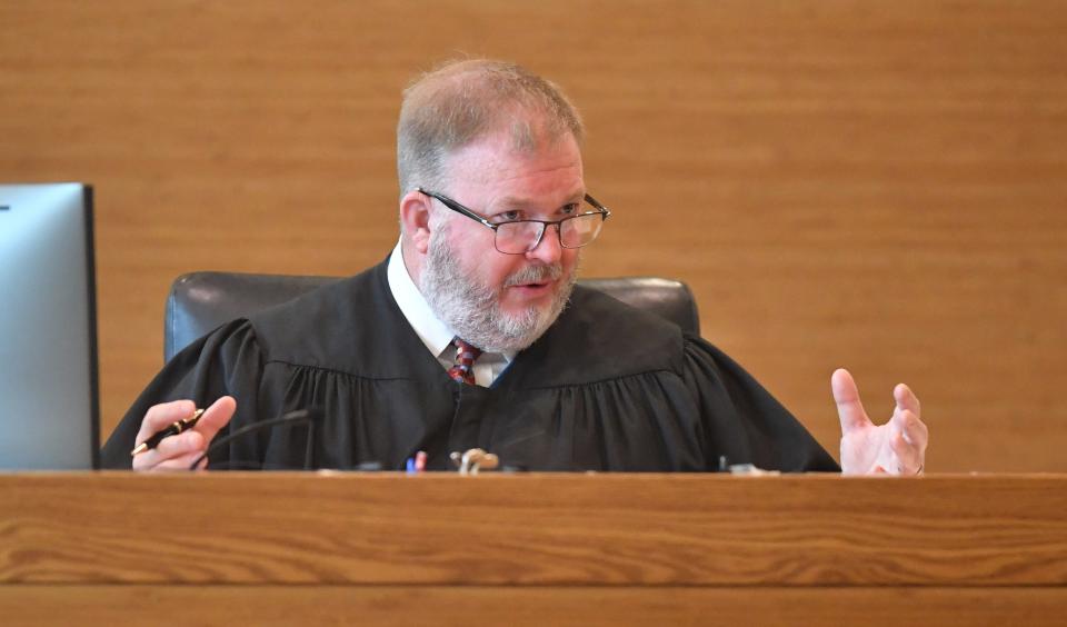 Judge Matthew Whyte speaks to Jabe Carney during a resentencing hearing Tuesday at the Manatee County Judicial Center. Carney was originally sentenced in 2008 for DUI manslaughter in the death of his friend, Jason Gibson.