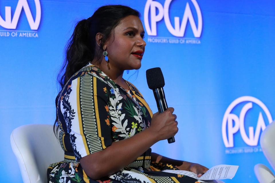 <em>Late Night</em>'s Mindy Kaling speaks at the Produced By Conference at Warner Bros. Studios in Burbank, California, on Saturday.