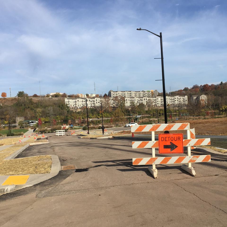 The $733,263 first phase of the Waterfront Drive Roadway Improvements Project is basically completed and includes new sidewalks, light poles and drains near Suttree Landing Park along the South Waterfront. Nov. 2021.