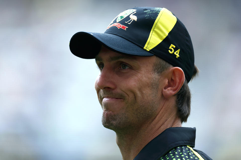 Mitchell Marsh (pictured) looks on during a T20 game.