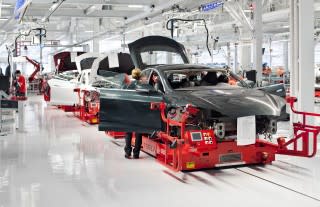 Tesla Model S undergoing assembly