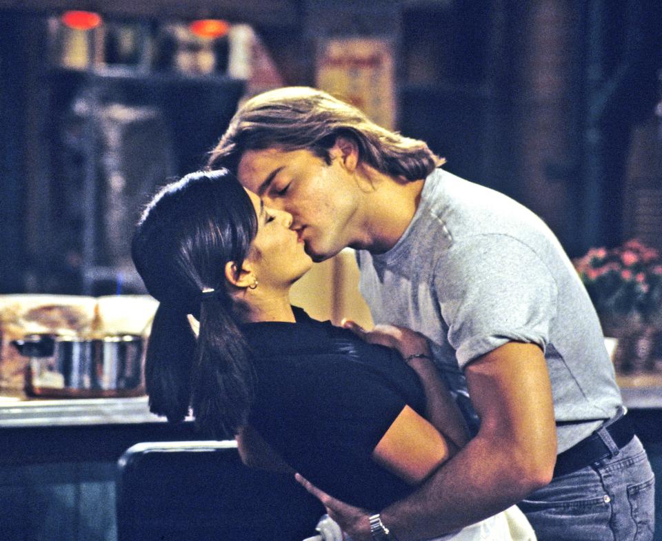 Brenda (Vanessa Marcil) and Miguel (Ricky Martin) in a scene that aired on ABC Daytime’s <em>General Hospital</em> in August 1995. (Photo: Cathy Blaivas/ABC via Getty Images)