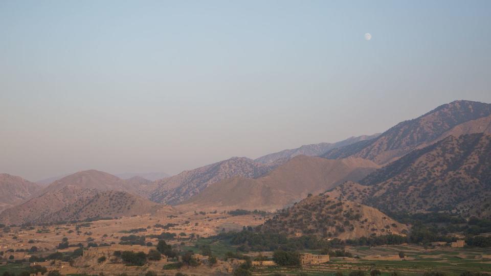 The moon rises over Pekha Valley, Achin District, Nangahar Province, Afghanistan, Sept. 3, 2017. (Cpl. Matthew DeVirgilio/Army)