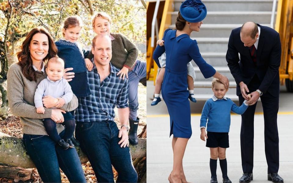 英國皇室PO出新的全家福照，大家都穿著經典的藍色系休閒造型