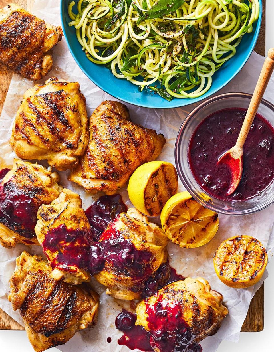 If you don't want to use wine, ½ cup of pomegranate juice gives the sauce a similar tang. Either one is amazing on this grilled chicken recipe for that's perfect for summer.
