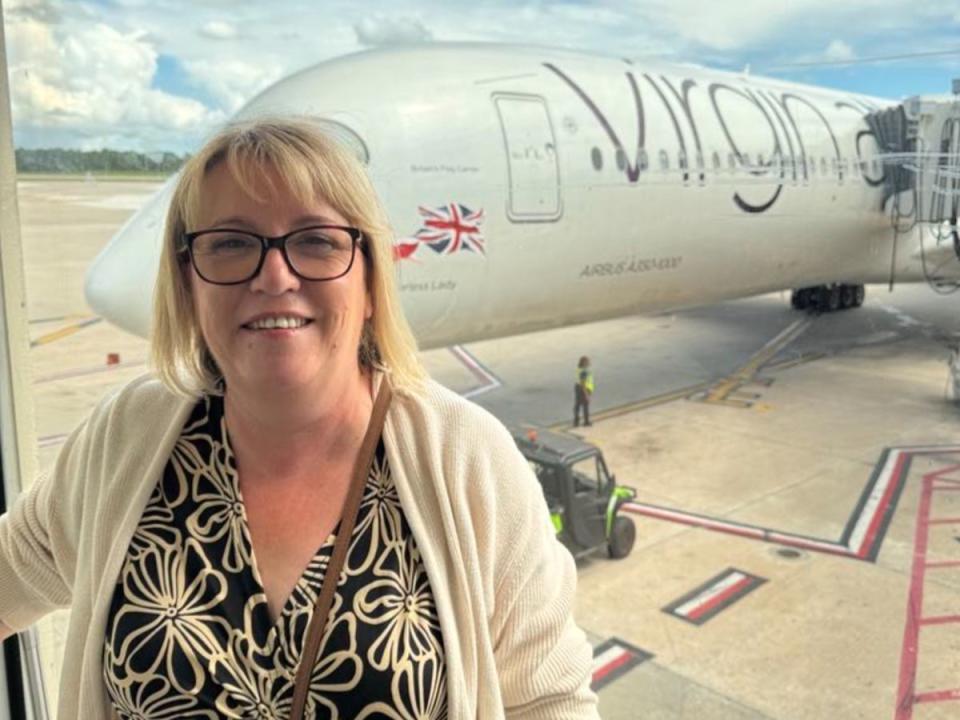 Touch down: Kathleen Matheson on arrival in Orlando (Allan Matheson)