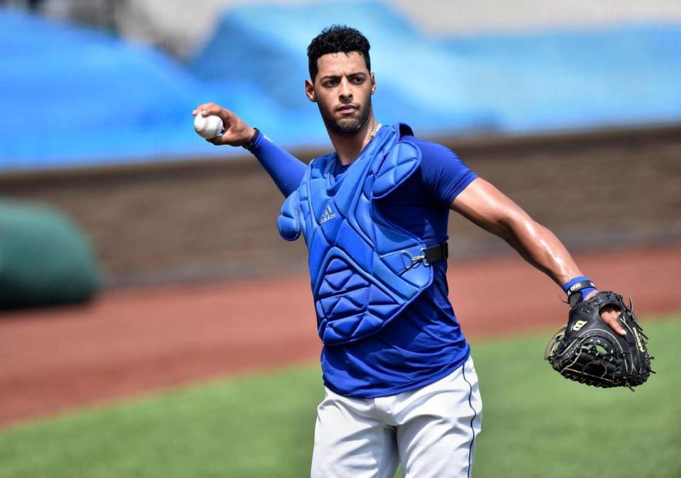 Top catcher prospect M.J. Melendez participated in the Kansas City Royals spring training 2.0 at Kauffman Stadium Monday, July 6, 2020.