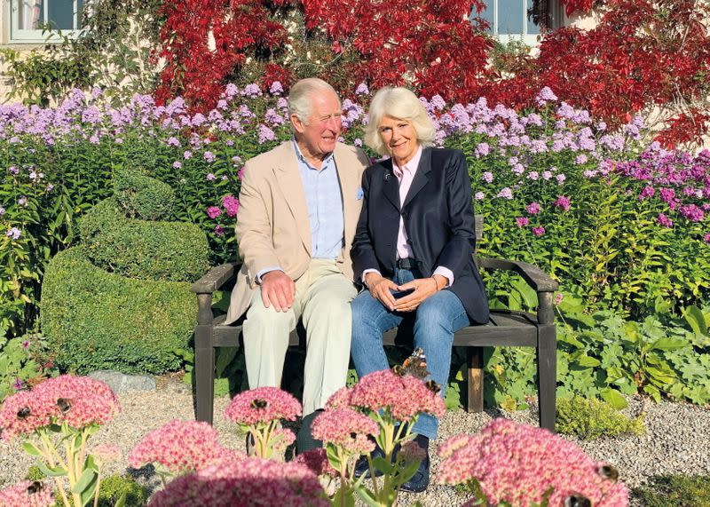 2020 Christmas card of Britain's Prince Charles and Camilla, Duchess of Cornwall