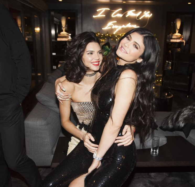 Kendall and Kylie both wore sequinned looks [Photo: Instagram/kyliejenner]