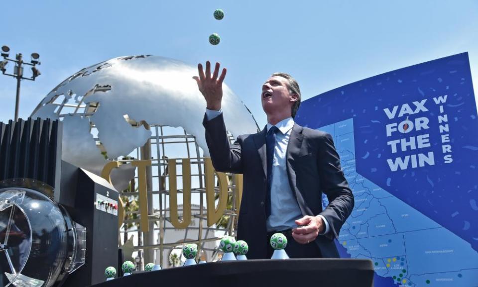 The California governor, Gavin Newsom, at Universal Studios in Hollywood on Tuesday