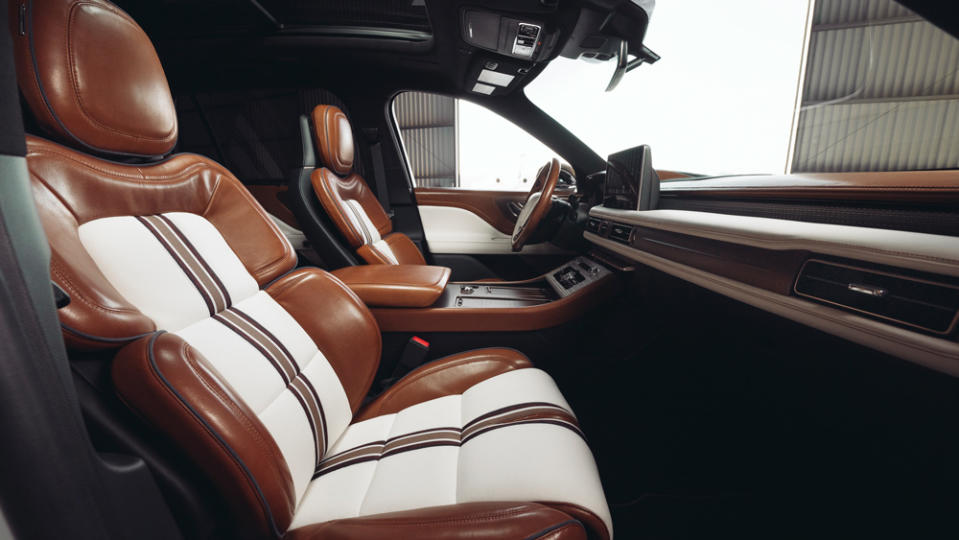 The unique Aviator boasts a two-tone interior with leather, inserts and piping supplied by Shinola. - Credit: Photo: Courtesy of the Lincoln Motor Company.