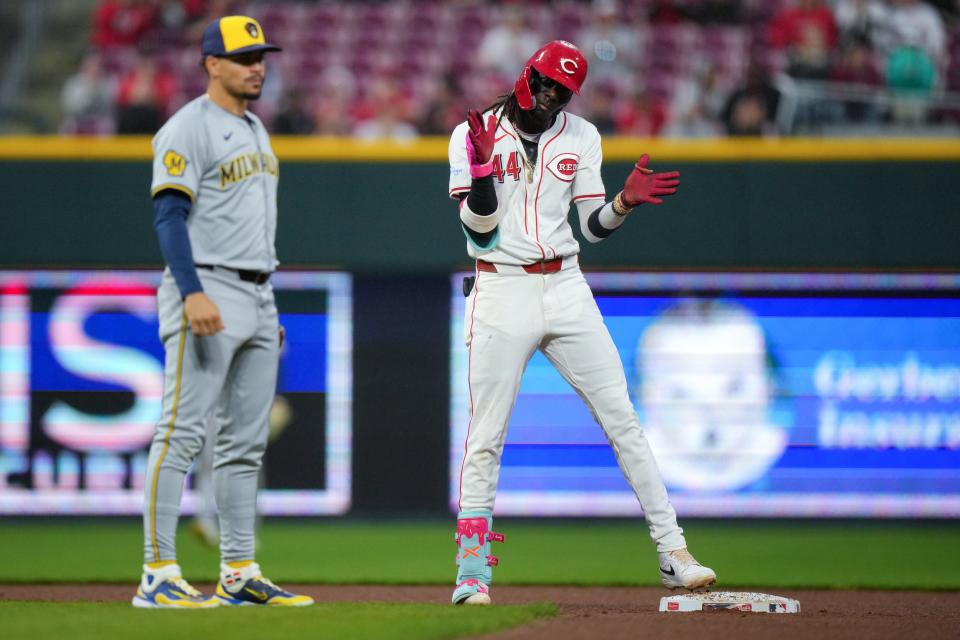 Reds shortstop Elly De La Cruz has shown much more patience this season, walking 15 times in the first 25 games this season.