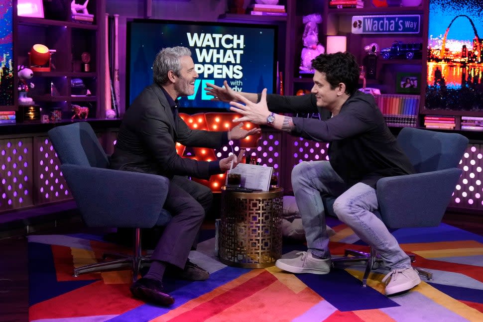 WATCH WHAT HAPPENS LIVE WITH ANDY COHEN -- Episode 20159 -- Pictured: (l-r) Andy Cohen, John Mayer