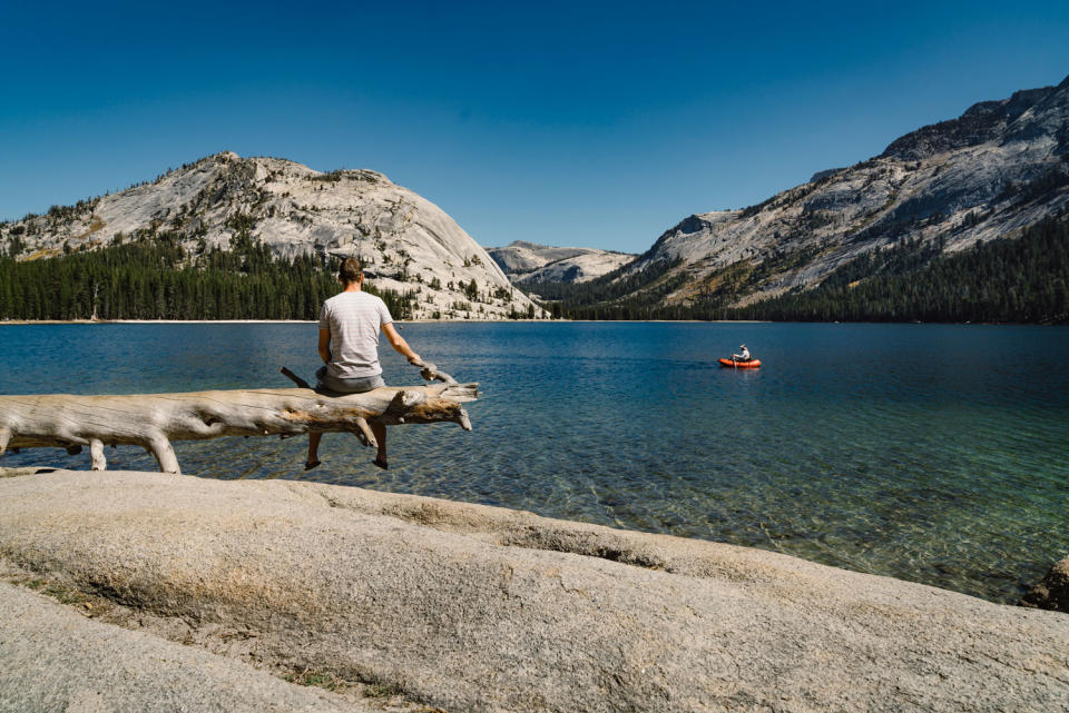 Relaxing at Tenaya Lake in Yosemite