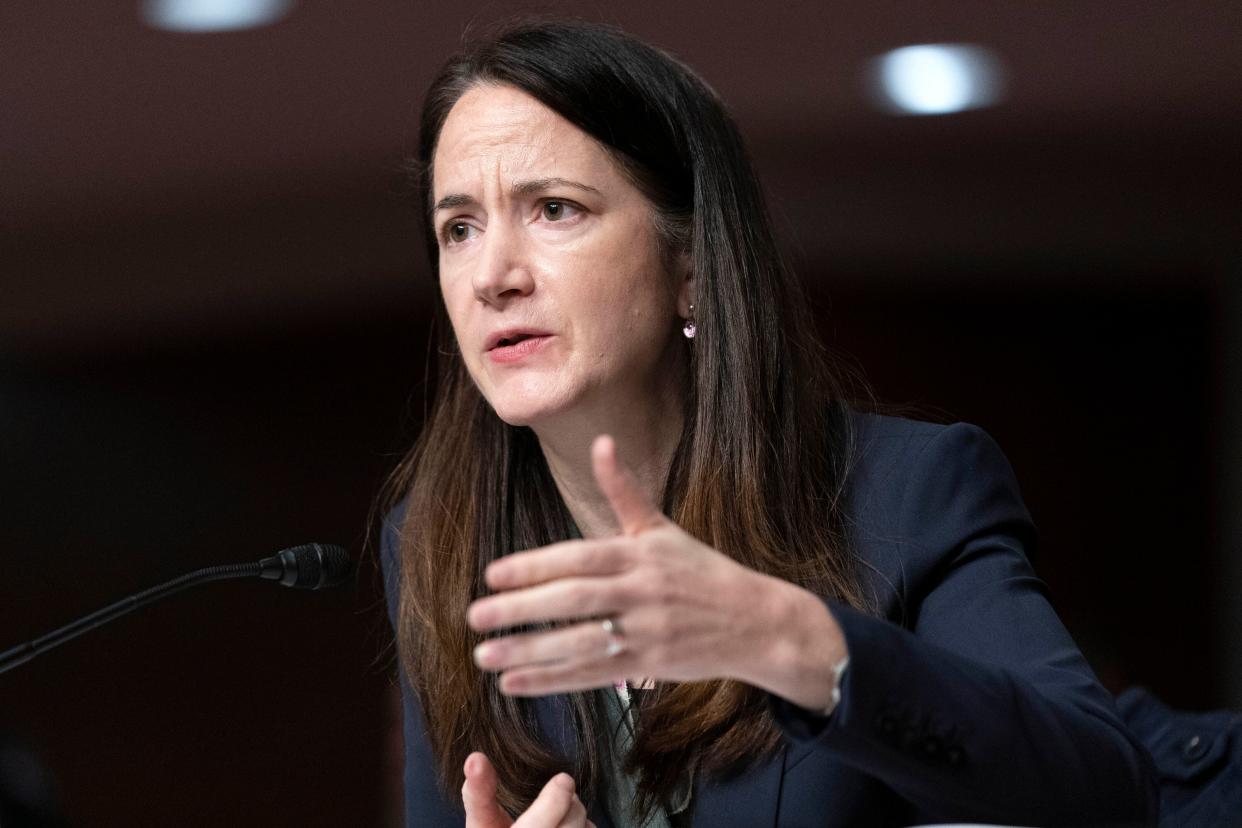 Director of National Intelligence Avril Haines testifies during a Senate Armed Services hearing to examine worldwide threats on Capitol Hill in Washington, Tuesday, May 10, 2022. 