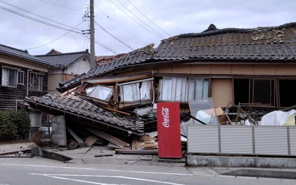 A collapsed house in the city of Wajima in the Ishikawa prefecture