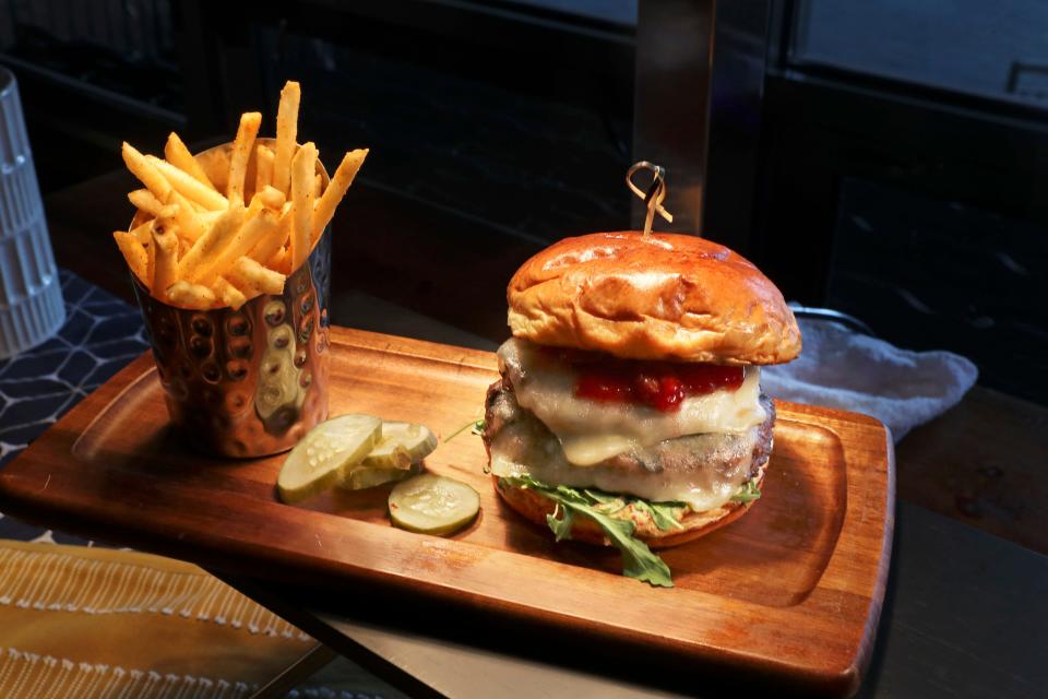 The Double Play Burger is a featured item at  the Milwaukee Brewers' Restaurant To Be Named Later.