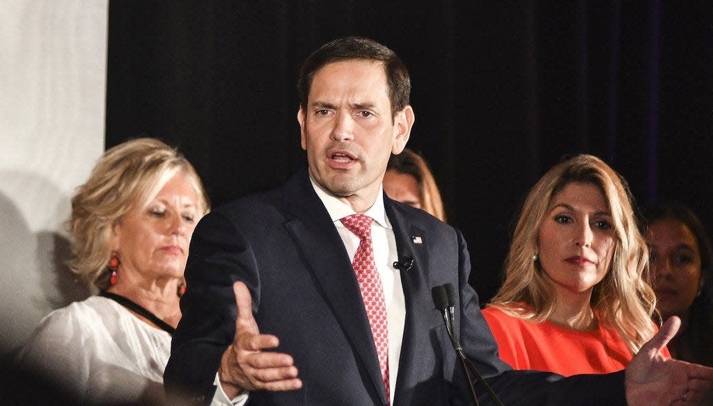 Sen. Marco Rubio, R-Fla., speaks during a rally in support of Gov. Ron DeSantis, Aug. 23, 2022, in Hialeah.