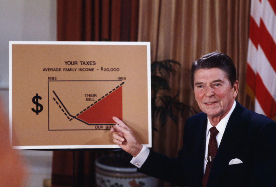 Ronald Reagan implemented large pro-growth tax policies during weak spells for business investment.