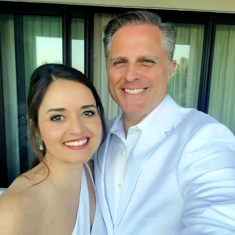 <p>Danica McKellar/Instagram</p> Danica McKellar (left) and Scott Sveslosky photographed together