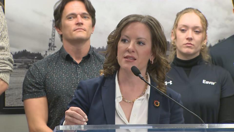 Minister of Environment and Protected Areas Rebecca Schulz said a new geothermal technology test site in Alberta would help to reduce emissions, create jobs, and enhance energy security. April 30, 2024.