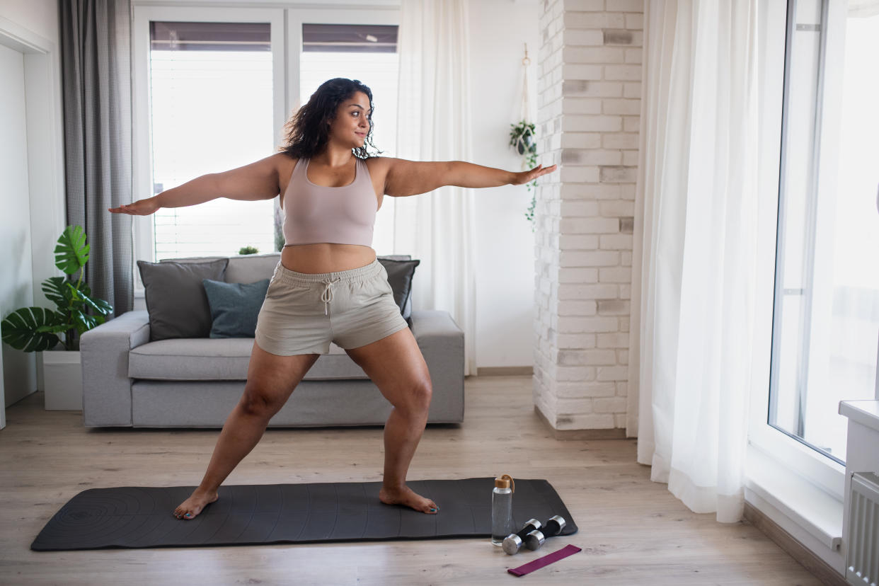 Woman doing sport at home.