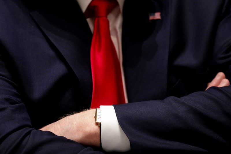 U.S. President Donald Trump participates in a listening session on youth vaping and the electronic cigarette epidemic inside the Cabinet Room at the White House in Washington