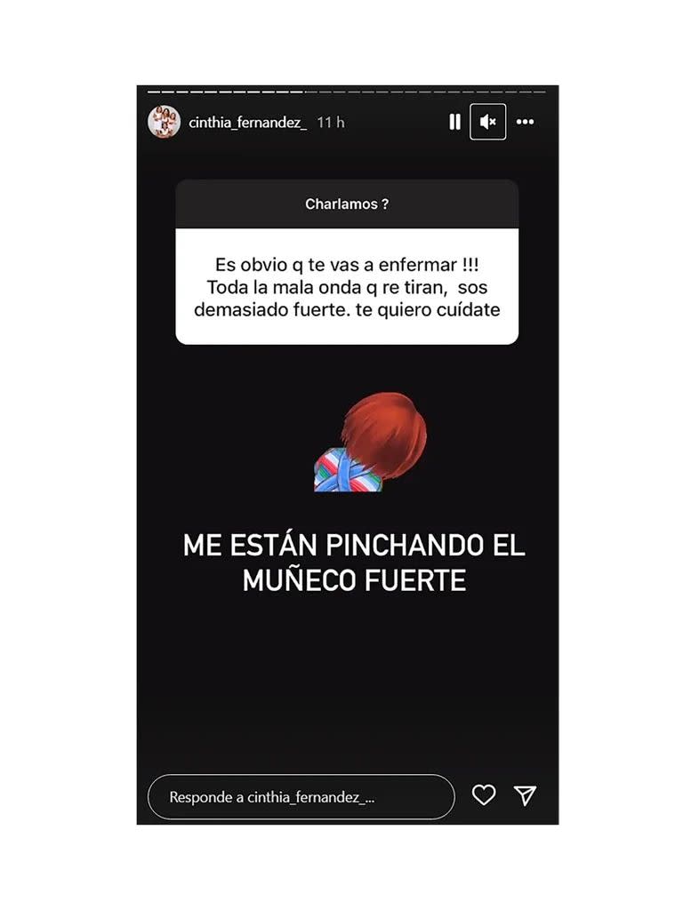 Storie de Cinthia Fernández sobre su ex suegra.