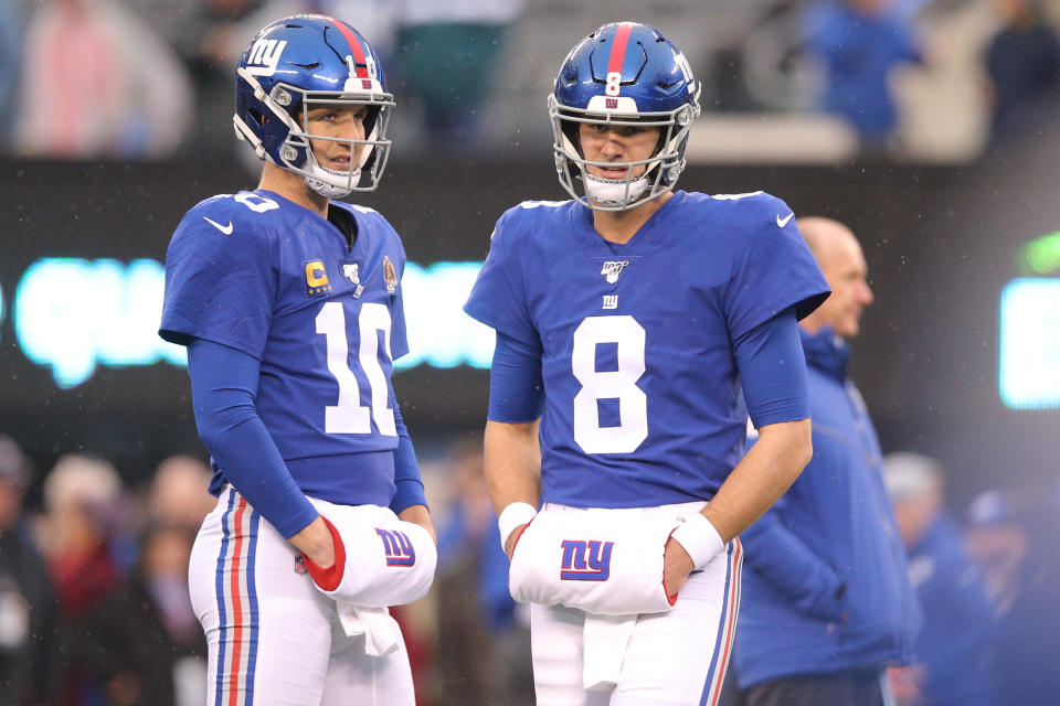 Eli Manning wants the Giants to stick with Daniel Jones. (Mandatory Credit: Brad Penner-USA TODAY Sports)
