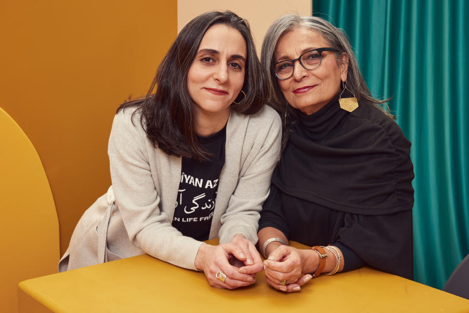 'Joonam' director Sierra Urich and Mitra Samimi Urich pose for a portrait at Getty Images Portrait Studio at Stacy's Roots to Rise Market on January 21, 2023 in Park City, Utah.