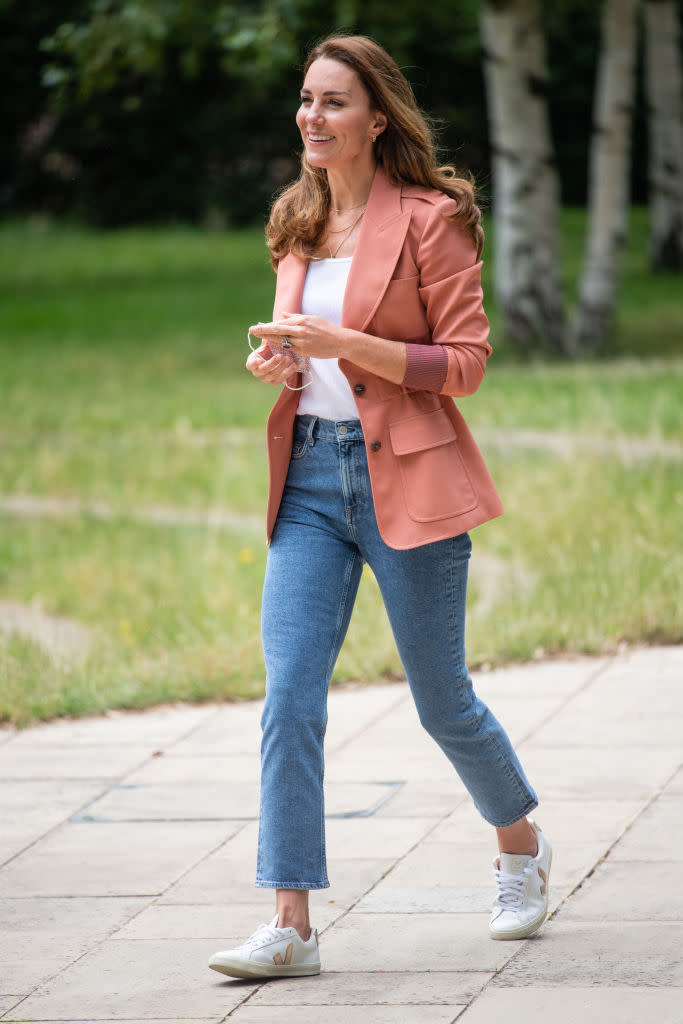 The Duchess of Cambridge wore her & Other story jeans in June 2021 on a trip to the National History Museum. (Getty Images)