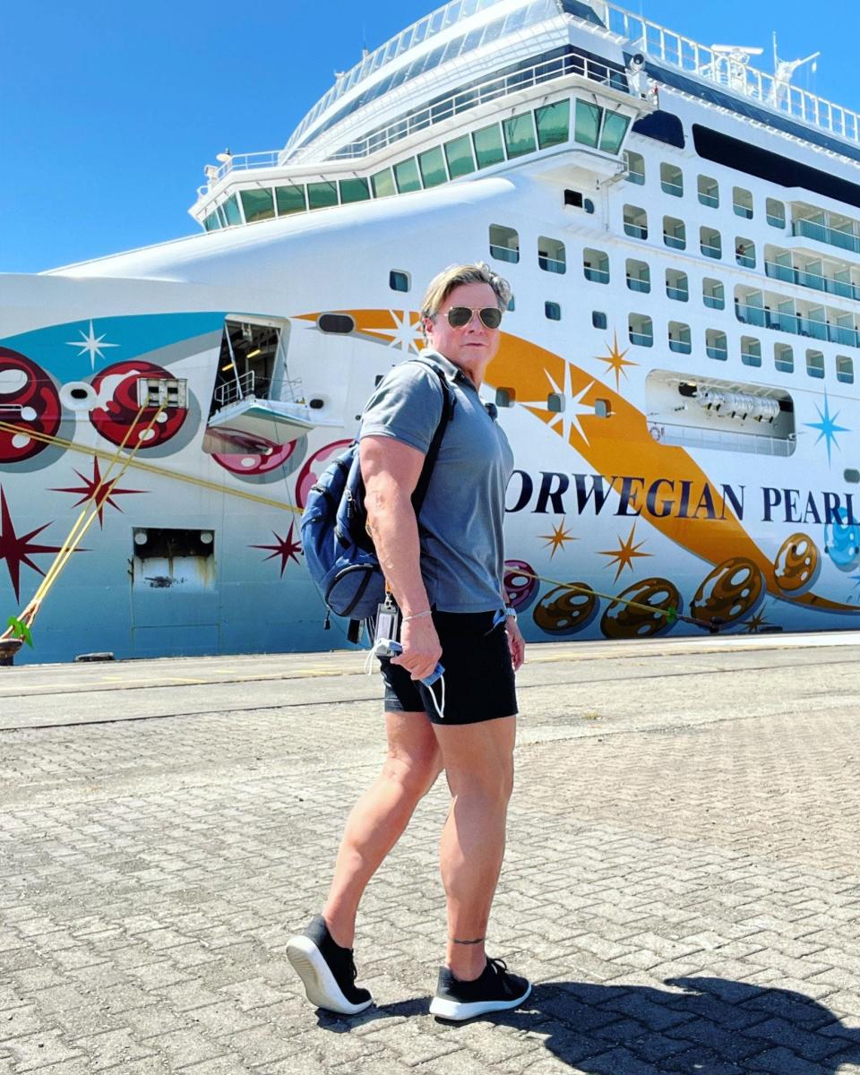 Dave Benbow about to board another cruise.