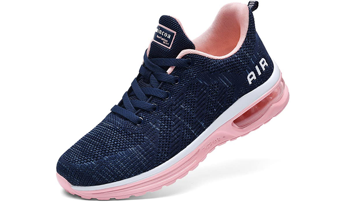 Navy sneaker with pink heel. (Photo: Amazon)